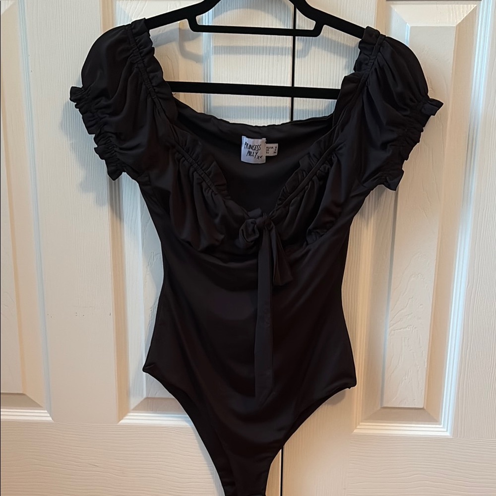 Black Ruched Bodysuit